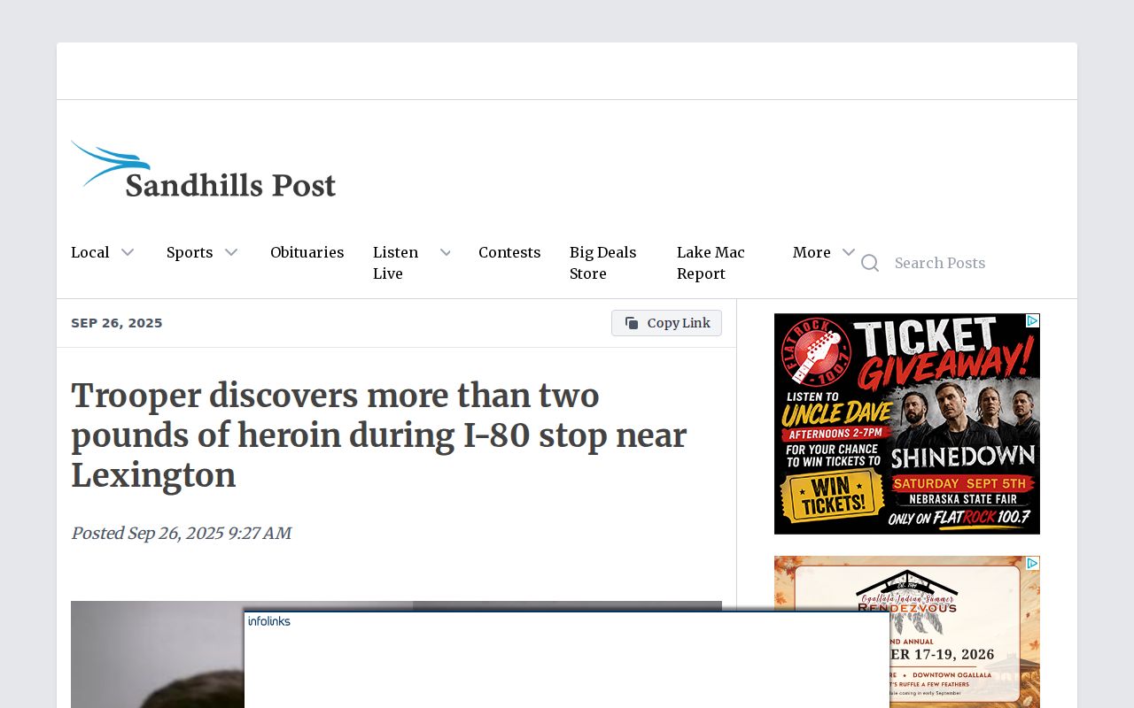 Dawson County sheriff-attributed arrest photo in Sandhills Post crime news